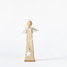 Wood and Silver Christmas - Medium Long Angel on Plinth