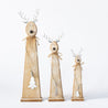 Wood and Silver Christmas - Large Long Reindeer on Plinth