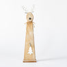Wood and Silver Christmas - Large Long Reindeer on Plinth