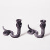 Antique Finish - Set of Two Snake Table Candlesticks