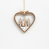 Country Christmas - Large Santa and Trees in Brown Heart Outline