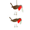 Robin Red Breast - Set of Two Large Robin with Pine Hangers