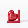Red Carved Hearts - Pair of Heart Bookends