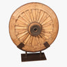 One of a kind - Large Cart Wheel on Iron Stand
