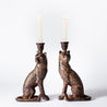 Antique Finish - Pair of Leopard Candlesticks