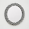 Black and White - Round Mirror - Herringbone